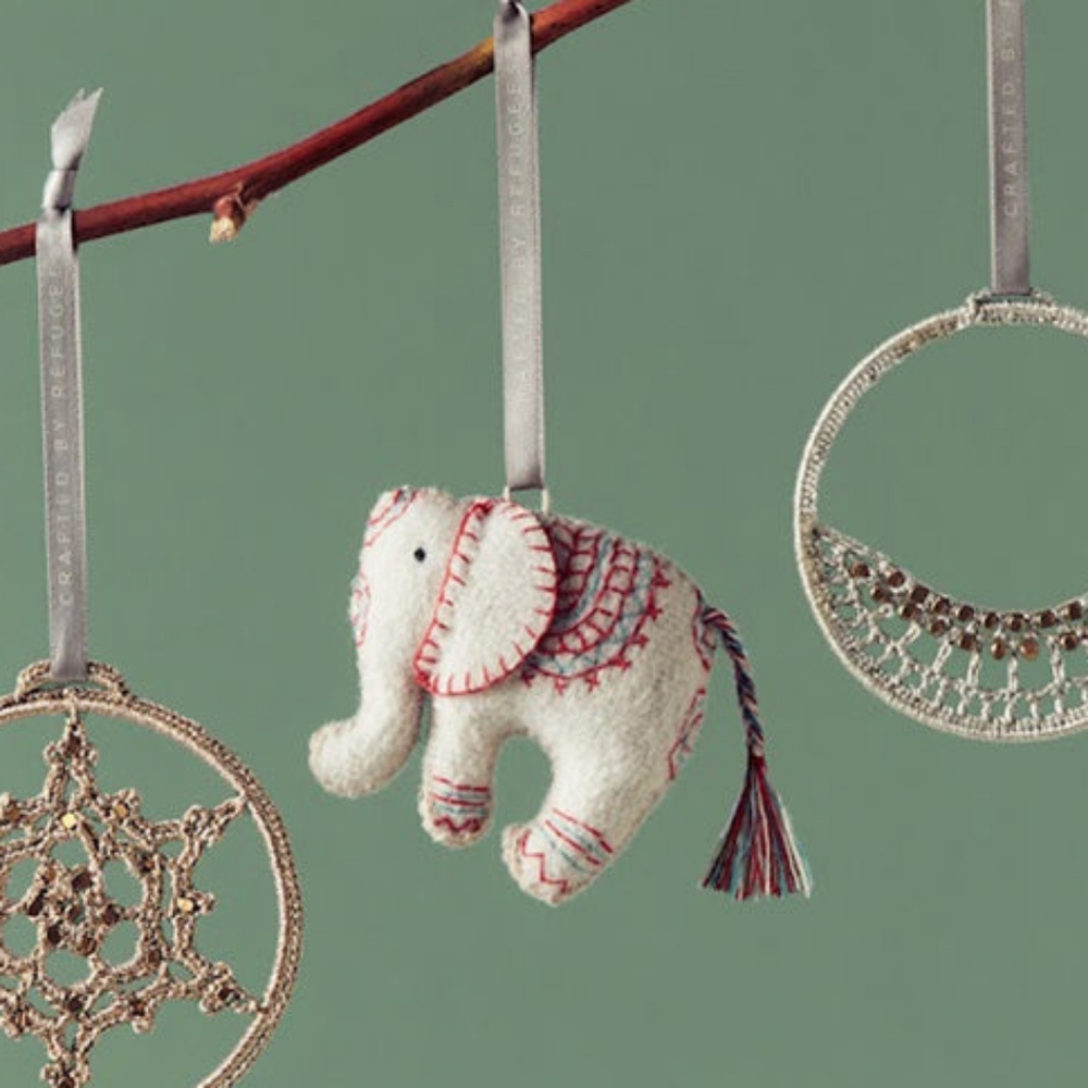 MADE51| white embroidered cloud elephant ornament
